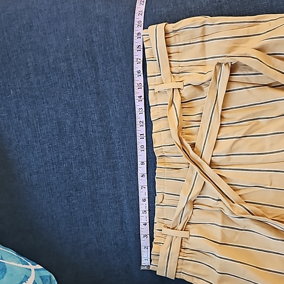 J.Jill Dark Yellow Stripe Emelie Linen Stretch Wide Leg Cropped Pant - Picture 6 of 6